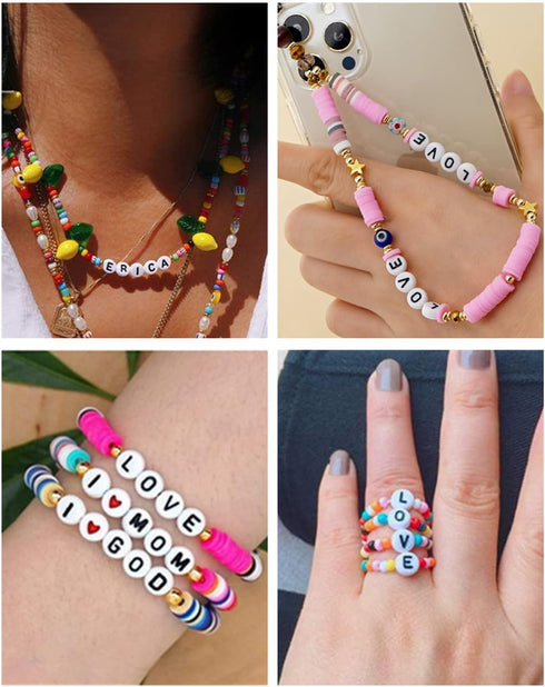 100PCS Letter Beads White Round Acrylic Alphabet Beads Letter R Beads for Jewelry Making Bracelets Necklaces Key Chains DIY 4X7mm...