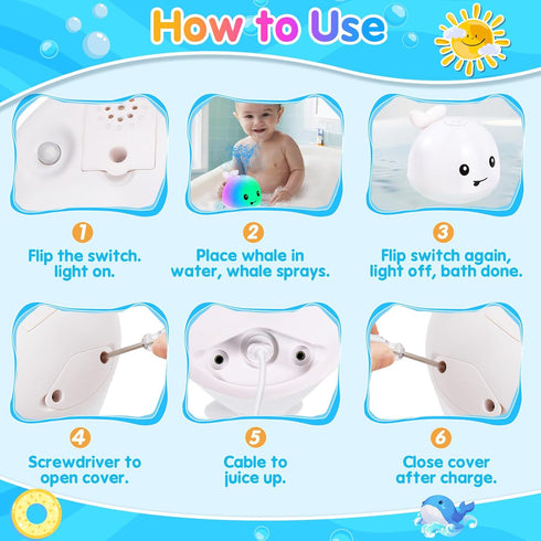 Baby Whale Bath Toys Infant, Bath Toys for Kids Ages 1-3 2-4 4-8, Light Up Whale Bath Toy Sprinkler 6-12 18-24 Months, Whale Spray Water Bath Toy ...