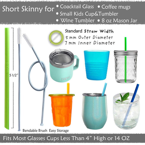 Mini Short Pinch Test Passed 5.5" Replacement Reusable Toddlers& Kids&Baby Silicone Small Straws for The First Years Take & Toss Spill Proof Straw...
