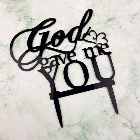 God Gave Me You Wedding Cake Topper party decoration (Black)...