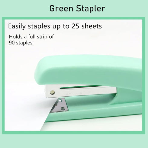 Green Stapler, Desktop Stapler, 25 Sheet Capacity, includes 1000 Staples and Staple Remover...