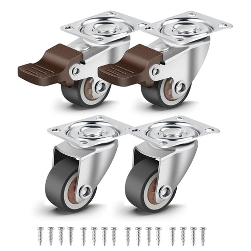 Nefish 4 Pack 1" Small Caster Wheels for Furniture Low Profile Soft Rubber Casters Swivel Plate Castors Rolling Smooth, Load Capacity 100 Lbs for ...