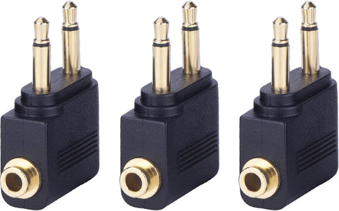 eBoot Airplane Airline Flight Adapters for Headphones (3 Pack, Golden Plated)...
