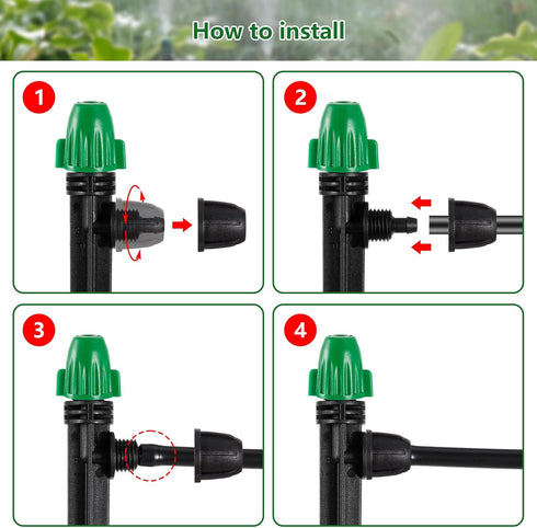 30PCS Drip Irrigation Misting Drippers with Lock Barbed for 1/4" Irrigation Tubing Leak-proof Adjustable Drip Irrigation Spray Emitters 6" Sturdy ...