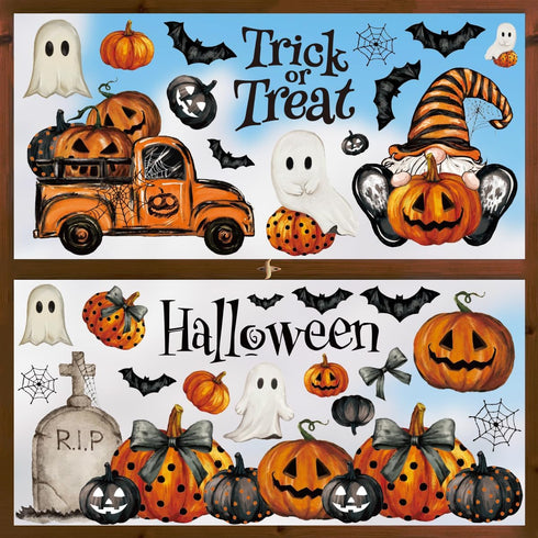 Horaldaily 83 PCS Halloween Window Cling Sticker, Ghosts Pumpkins for Home Party Supplies Shop Window Glass Display Decoration...