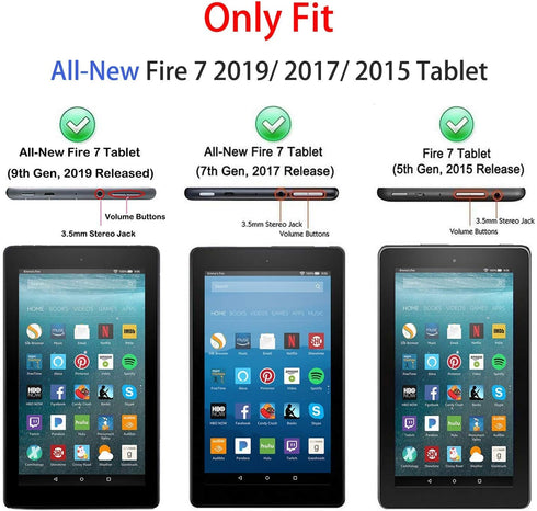 Fire 7 Tablet Case for Kids,Not Compatible with 2022 New, OQDDQO Extra Thick Protective Layer Double-Layer Shockproof in Four Corners Compatible w...
