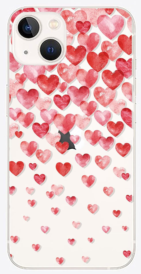 Blingy's for iPhone 13 Case (6.1 inch), Lovely Red Hearts Design Transparent Soft TPU Protective Clear Case (Falling Hearts)...