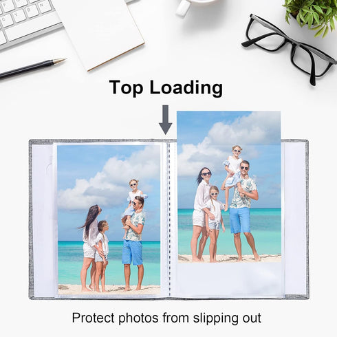 Vienrose Small Photo Album 4x6 Photos, 2 Pack Linen Cover Mini Photo Book, 26-Page Holds 52 Pictures, Artwork or Postcards Storage for Baby, Grey...