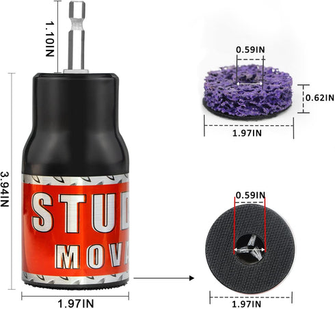 Metal Rescue Stud Hub Rust Removal Tool-Stud Cleaner Wheel Cleaning Tool, Screws, Bolts and Metal Surfaces for 1/2" Impact Wrenches or Electric Dr...