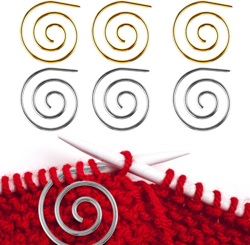 6Pcs Spiral Cable Knitting Needle, Cable Needles for Knitting, Metal Cable Needle, Knitting Needle Stoppers Circular Knitting Needles Knitting Too...