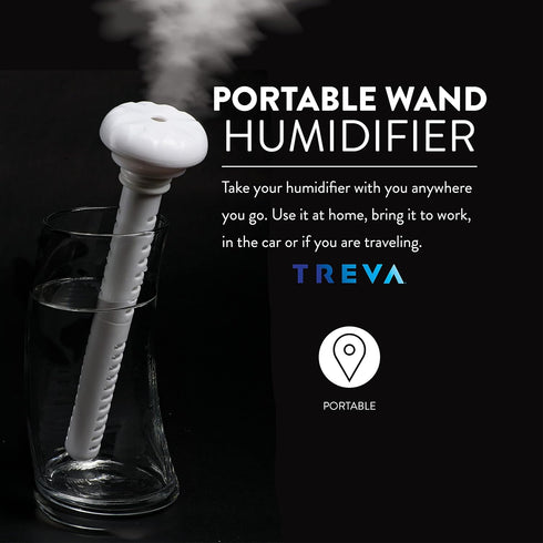 Treva Mini Portable Humidifier, Cool Mist Ultrasonic USB Moisture Wand for travel or home...