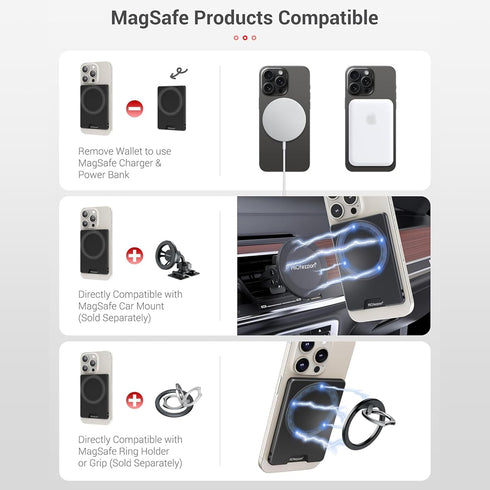 PROfezzion Magnetic Wallet with Double Magnets, Plastic Mag Safe Card Holder Slim Magnetic Phone Wallet Compatible with iPhone 15 14 13 12 Series ...