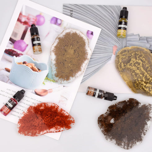 Metallic Alcohol Ink Set - 12 Metal Color Alcohol-Based Inks for Epoxy Resin Art, Painting - Concentrated Shimmer Alcohol Paint Color Dye for Resi...
