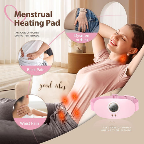 Portable Cordless Heating Pad, Heating Pad for Cramps Pain Relief with 5 Heat Levels and 7 Massage Modes, Menstrual Heating Pad - Portable and Wid...