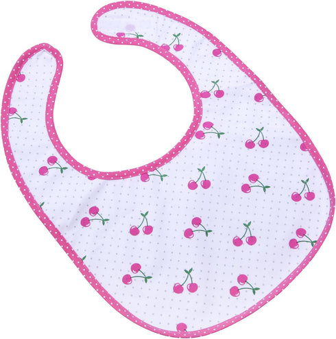Littleforbig Cotton Waterproof Adult Babydoll Bib with Adjustable Hook-and-Loop Fastener Closure Printed 2 Packs - Zoo Animals and Cherry Adult Bi...
