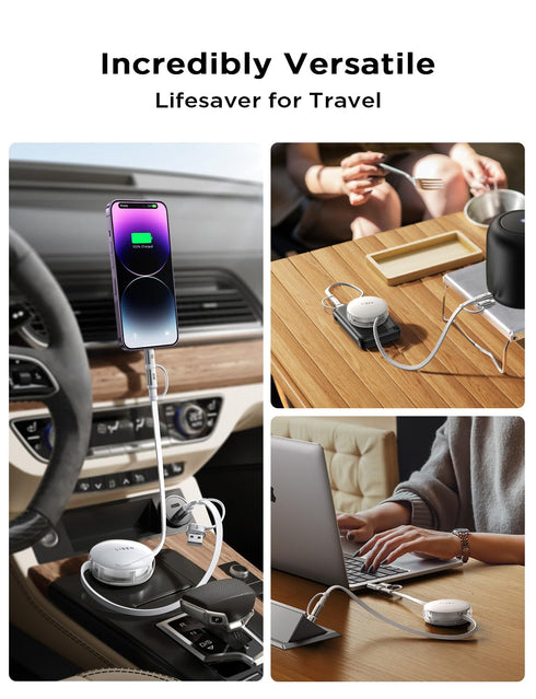 LISEN 5-in-1 Fast Charging Retractable Cable for iPhone, iPad, Samsung - 60W Charger with USB-C/A Ports for Phones, Tablets......