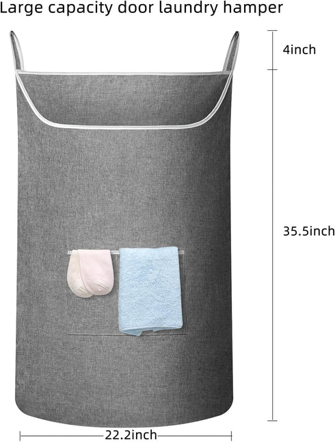 X-Large Hanging Laundry Hamper Bag, Door Hanging Hamper with Front Pocket Dirty Clothes Hanging Laundry Bag Large Size 35X22 inch Door Laundry Bas...