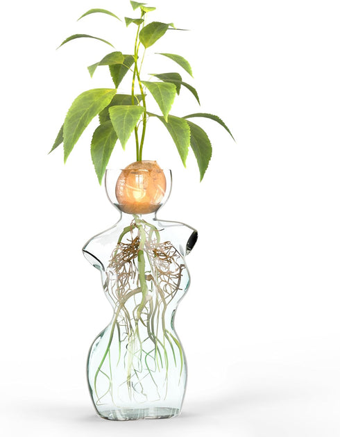 Elegant Female Silhouette Glass Vase by HMC for Plant Propagation and Flower Arrangements - Perfect for Seed Starting, Water Rooting, and Home Dec...