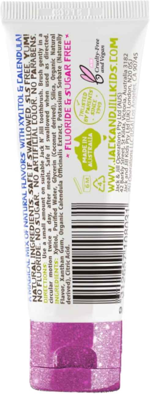 Jack N' Jill Natural Toothpaste - Safe if Swallowed, Contains 40% Xylitol, Fluoride Free, Organic Fruit Flavor, Makes Tooth Brushing Fun for Kids ...