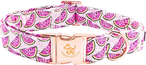 Elegant little tail Dog Collar, Watermelon Print Pet Collar Summer Dog Collar Pet Collar Dog Cotton Durable Dog Collar Metal Buckle Collar for Med...