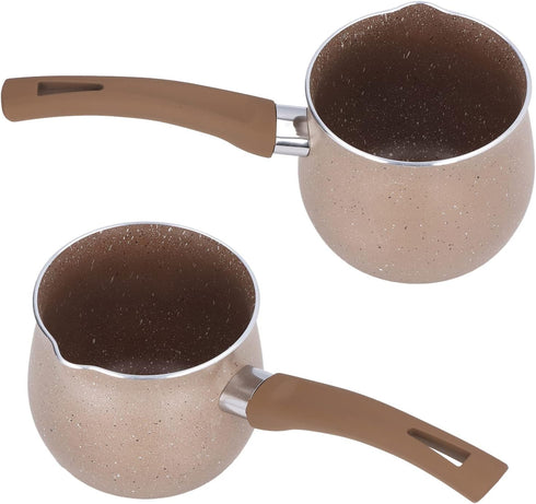 Milk Pan, 10cm Dia Nonstick Saucepan with Pour Spouts Aluminum Alloy Sauce Pan Enameled Inside Coating Small Soup Pot with Single Handle for Coffe...