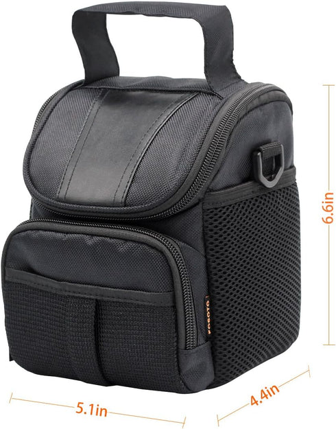 FOSOTO Waterproof (with Rain Cover) Black Camera Case Bag Compatible for Canon EOS M10 M6 M2 Mrak II M50 M100 Rebel T3i T4i T5 SL1, Nikon P600 D33...