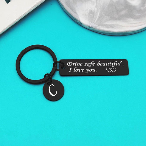 Xiahuyu Drive Safe Keychain for Her 26 Letter Keychain Gifts for Girlfriend Wife Daughter Mom Niece Sister Friend...