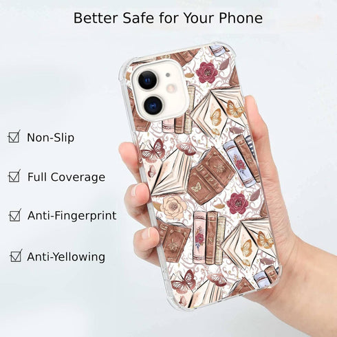 Aesthetic Butterfly Book Phone Case Compatible with iPhone 11, Vintage Brown Book Trendy Cool Girl Boy Case for iPhone 11, Silicone Shockproof TPU...