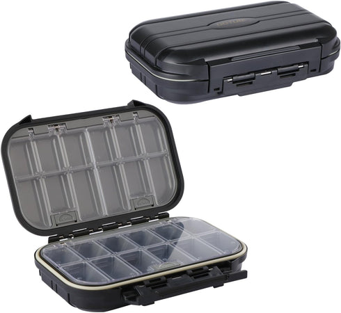Goture Small Tackle Box,Waterproof Fishing Lure Boxes, 2 sided adjustable Small Plastic Case Small Box Storage Containers Black SMALL 6.69'' X 4.3...