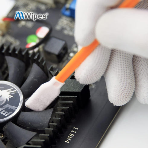 4.92" Lint Free Swabs (100 pcs, Large Flat Sqaure Head 13.5 mm/0.53", Orange, Polyester) Cleanroom Polyester Swabs Multi-Purpose Swab Sticks Micro...