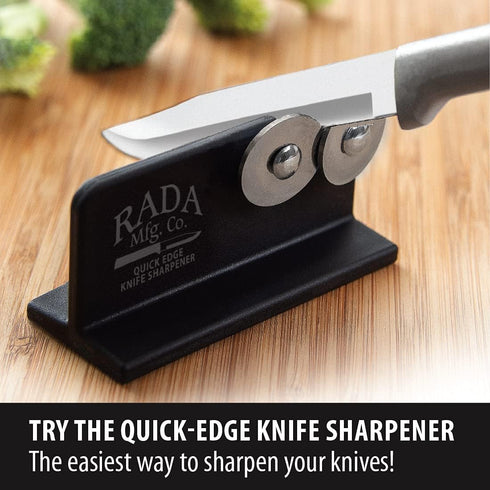 Rada Cutlery Quick Edge Knife Sharpener (R119), 3.5"x2", Stainless Steel Wheels, Made in USA, Pack of 3...