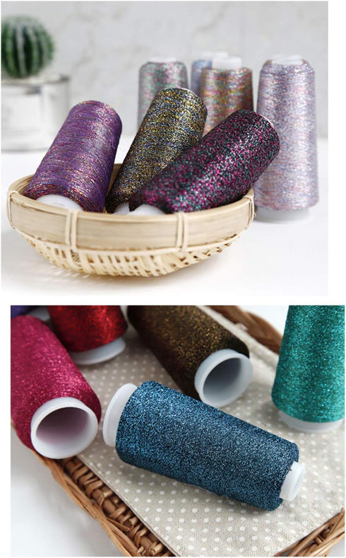 Truevalue 2 Balls Accessory Lurex Yarn, Shining Glitter Metallic Knitting-in Yarn, Sparkle Thread for Knitting and Crochet Sweater Shawl 5000 Yard...