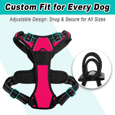BARKBAY No Pull Pet Harness Dog Harness Adjustable Outdoor Pet Vest 3M Reflective Oxford Material Vest for PINK Dogs Easy Control for Small Medium...