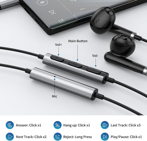 3.5mm Headphones Wired Earbuds for Chromebook Laptop,in-Ear Headset Earphones with HD Mic,Clear Call,Volume Control for Nintendo Switch,MP4/MP3,Sa...