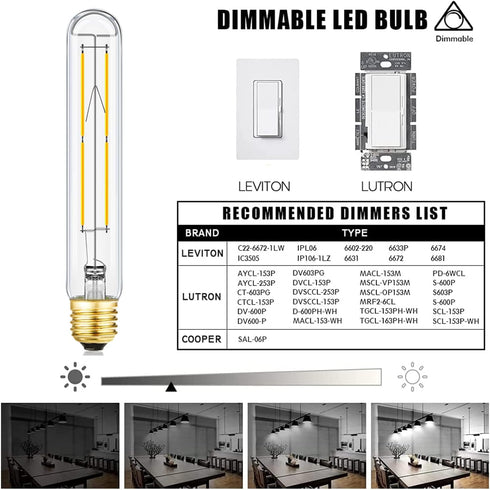 Dimmable E26 Light Bulb 8W Equal 75 watt led Light Bulb 4000k Neutral White AC120V Edison 60 Watt 800LM T10 Bulb for Rustic Pendant,Industrial Pip...