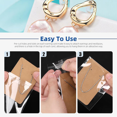Glarks 550Pcs Earring Cards with Earring Backs and Self-Sealing Bags Kit, 9 x 6 cm 3 Colors Earring Display Cards Earring Holder Cards for Stud Ea...