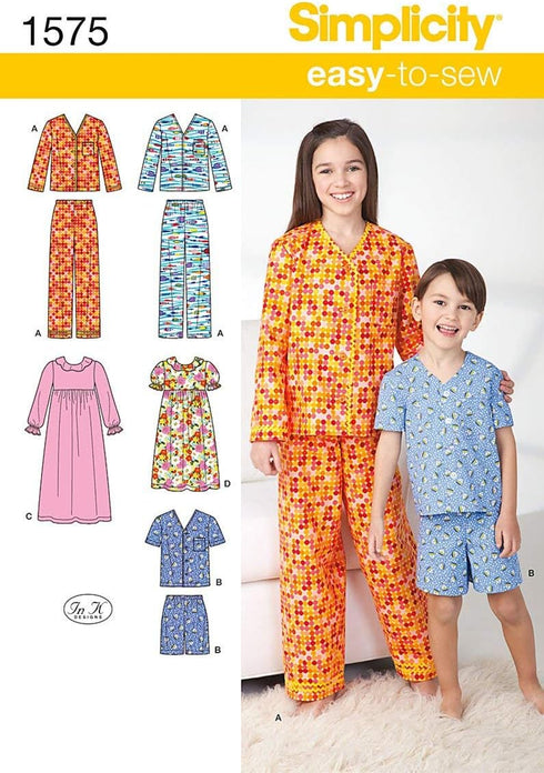 Simplicity 1575 Easy to Sew Girl's and Boy's Pajama Sewing Patterns, Sizes 3-6...