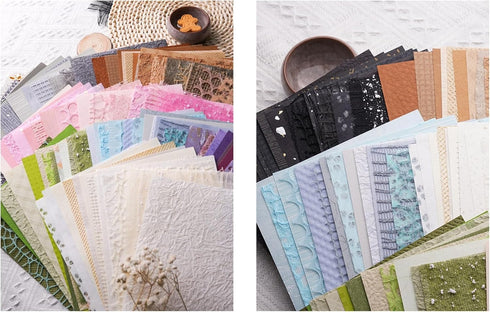 VIVIQUEN 15Pcs Handmade Scrapbook Art Paper Craft Textured Paper A5 Sheet Mesh Special Paper Mix for Scrapbooking Junk Journal Journaling Supplies...