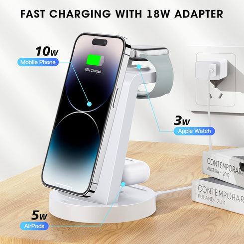 Anlmz 3 in 1 Charging Station for iPhone - Wireless Charger for Apple Products Multiple Devices - Charging Dock Stand for AirPods (for iPhone 15 1...
