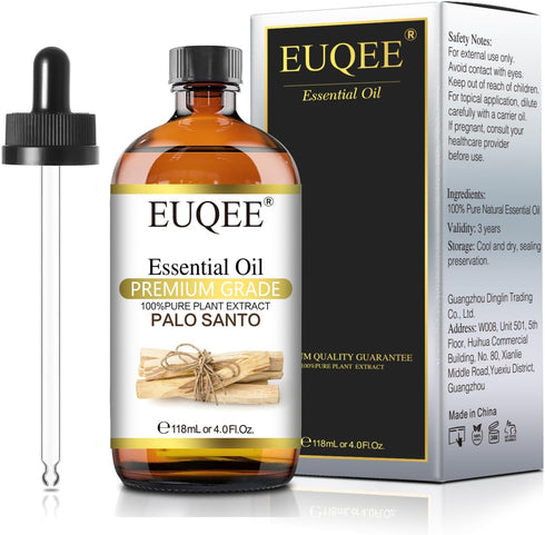 Palo Santo Essential Oil 118mL Pure Palo Santo Oil Premium Essential Oil with Glass Dropper for Diffuser, Soap Candle Making - 4Fl. Oz...