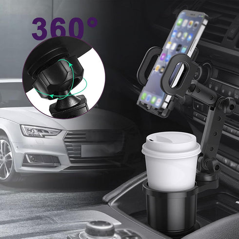 Ajxn 1 PC Car Cup Holder Phone Mount, Universal Adjustable Cup Holder Cradle, Universal Auto Cell Phone Stand, 2-in-1 Car Cup Phone Holder, for Mo...