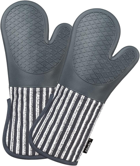 Silicone Oven Mitts Heat Resistant 932? with Waterproof & Non-Slip Kitchen Mittens, Set of 2 Extra Long Oven Gloves with Soft Cotton Terry Lining ...