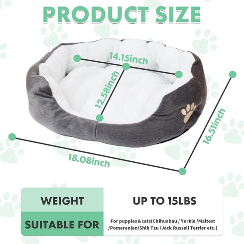 Round Dog Cat Beds Mattress Washable Pads Room, Soft Durable Plush Faux Fur Sleeping Pet Fleece Bed Mat for Small Doggy Kitten Puppy, with Anti-Sl...