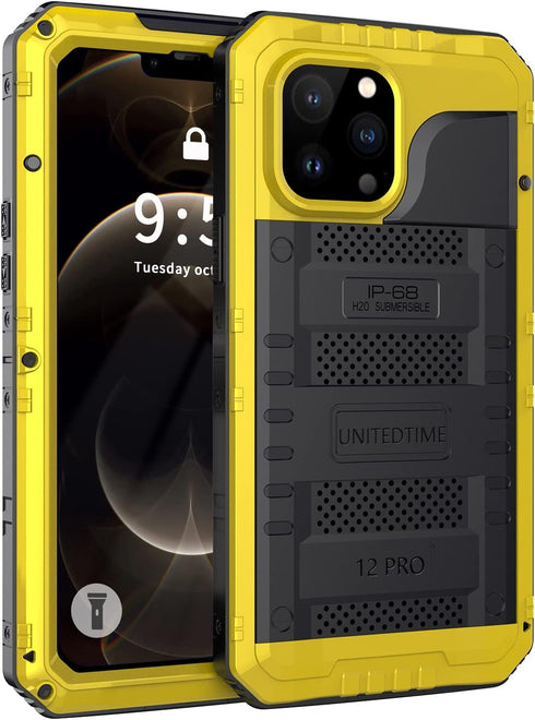 Unitedtime for iPhone 12 Pro Case Waterproof with Built-in Screen Protector Full Body Rugged Hard Silicone, Military Grade Shockproof Dustproof Pr...