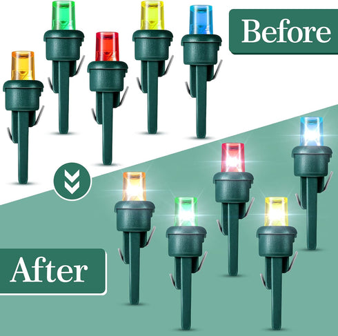 Honoson 120 Count 5 mm LED Halloween Replacement Bulbs Bulk Wide Angle Christmas Light Xmas Tree String Replacement Festival Light Decoration (Gre...