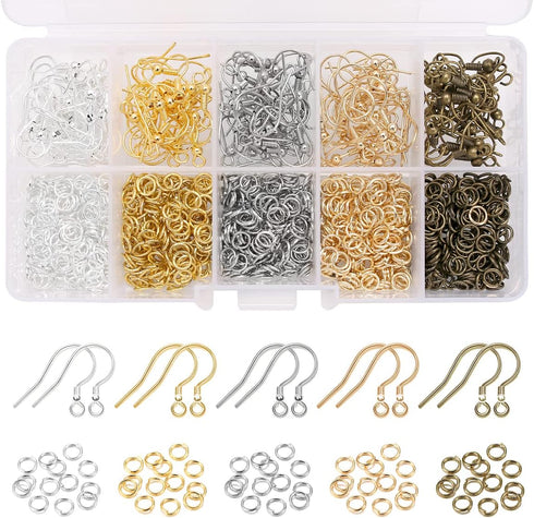 Earring Hooks,Hypoallergenic Earring Hooks Kit Included Fish Earring Hooks, Jump Rings for DIY Jewelry Making Supplies Accessories...