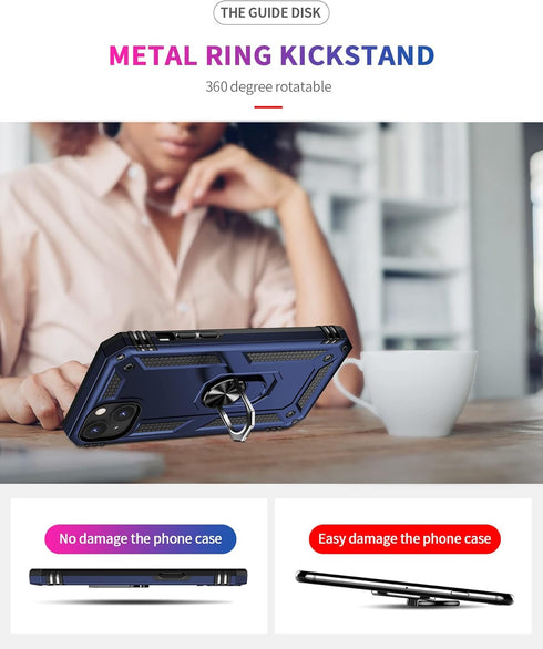 Phone Case for iPhone 14 Plus Case iPhone 14 Plus Phone Case with Stand with Ring Support Magnetic Car Mount Case for iPhone 14 Plus (Blue)...
