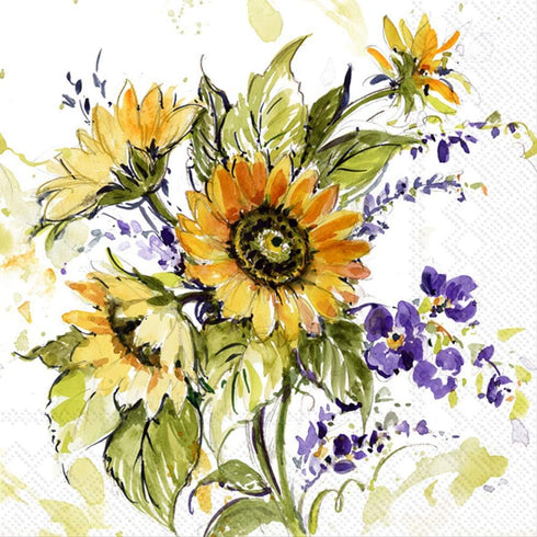 Boston International IHR 3-Ply Paper Napkins, 20-Count Cocktail Size, Sunflower Bunch...