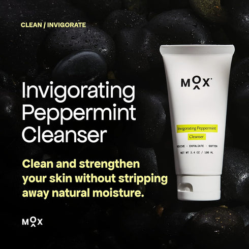 Mox Skincare Hydrating Mint Face Cleanser (3.4 oz) | Exfoliating Daily Face Wash | Unclog Pores with Salicylic Acid...