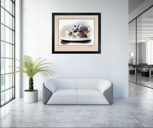 Country Wall Decor Violets Flowers & Kettle Tea Pot Still Life Art Print Poster Picture (16x20)...